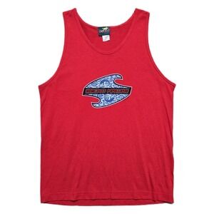Vintage Gecko Hawaii Shirt Mens M Red Double-sided Tank Top Surfer Graphic‎ 90s